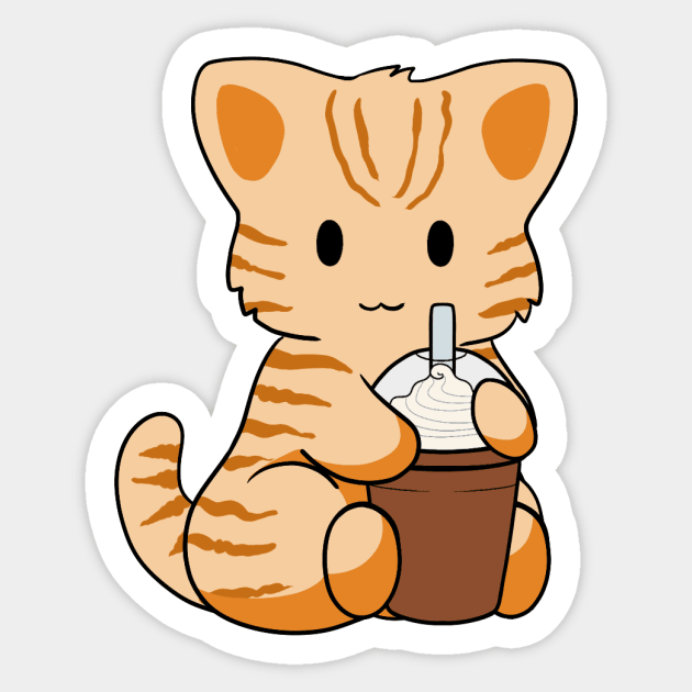 Tabby Cat Iced Coffee Sticker by BiscuitSnack